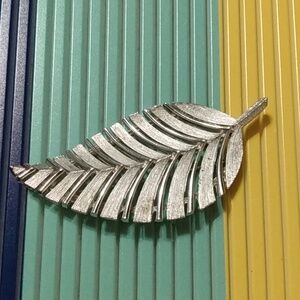 Vtg Mcm Lisner Signed Silver Leaf Pin Brooch